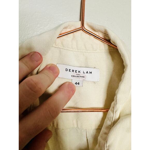 DEREK LAM 10 CROSBY x RTR Off White Linen Blend Crisp Apron Dress Size 44 - Picture 7 of 12
